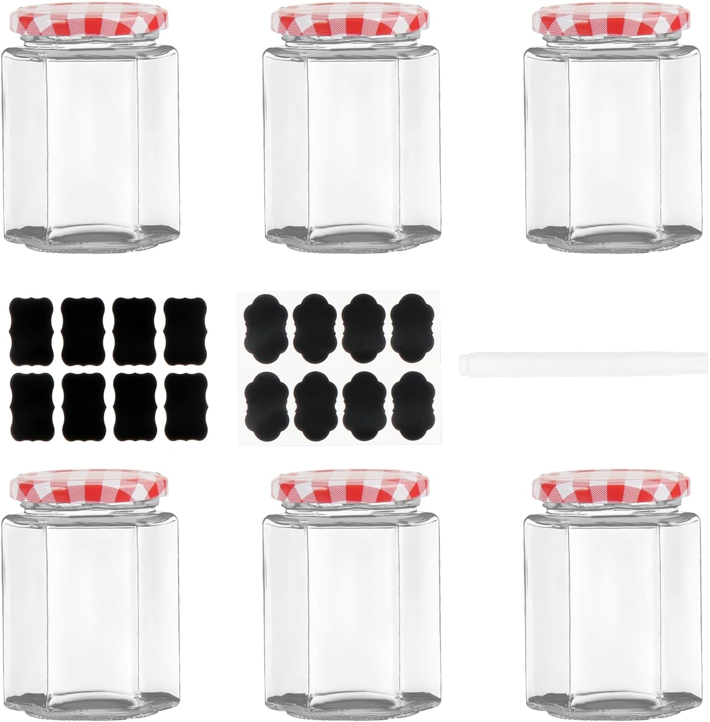 Candle Making Glass Jars - Hexagonal Glass Jars with Lids, 280ml/9oz