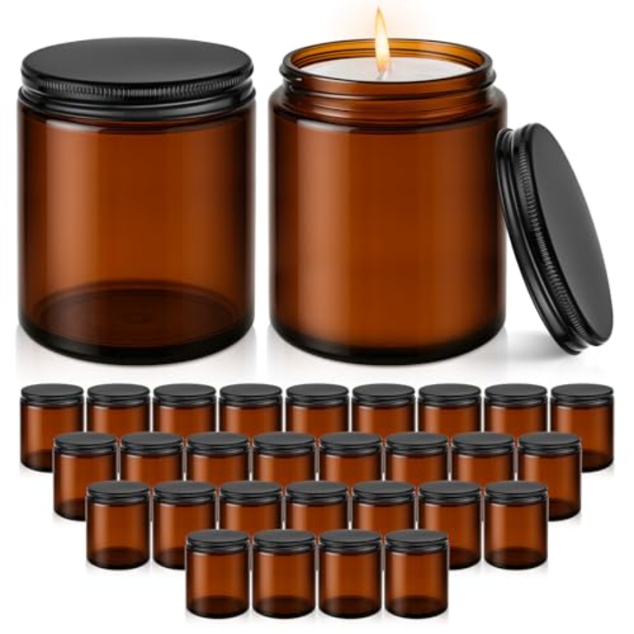 Candle Making Glass Jars - 8oz Glass Jars with Lids, 30