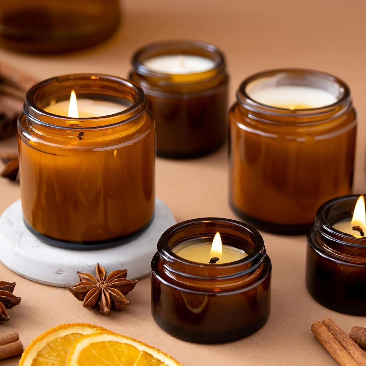 Glass Candle Jars, 4oz Amber R - Candle Making Glass Jars recensione e prezzo