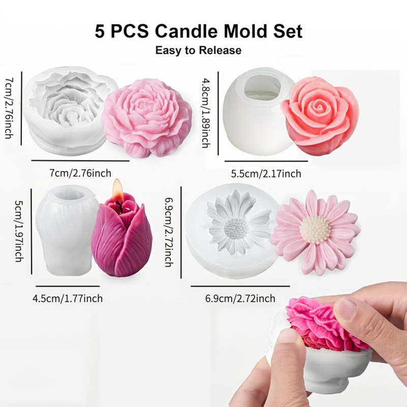 4Flower Candle Mold Set，Used f - Candle Making Kit Diy recensione e prezzo