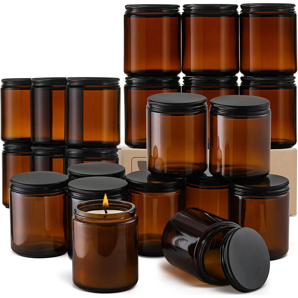 8oz Amber Glass Jars with Blac - Candle Making Glass Jars recensione e prezzo
