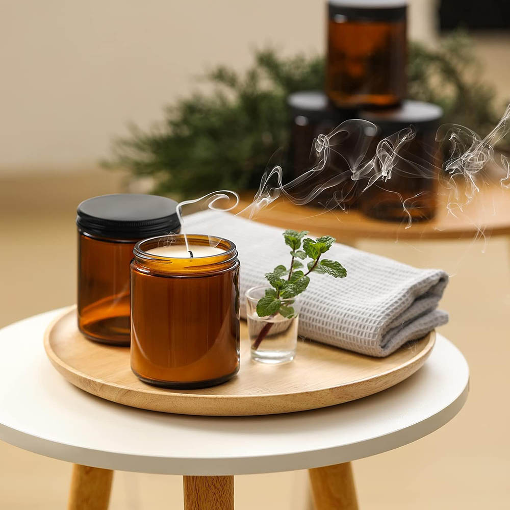8oz Amber Glass Jars with Blac - Candle Making Glass Jars recensione e prezzo