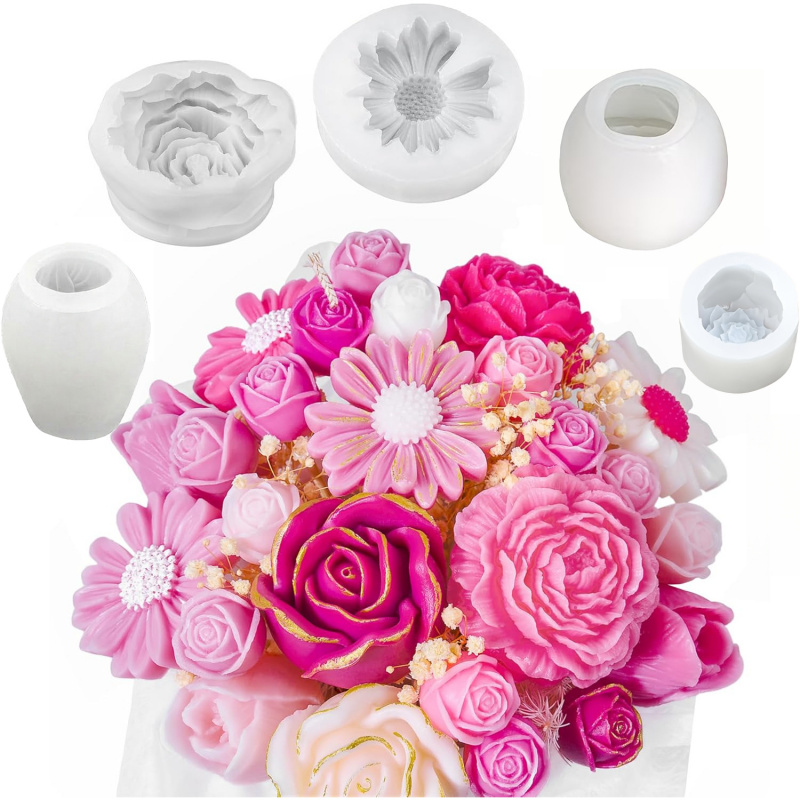 5Flower Candle Mold Set，3D Flo - Candle Making Kit Diy recensione e prezzo
