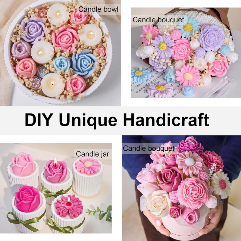 5Flower Candle Mold Set，3D Flo - Candle Making Kit Diy recensione e prezzo