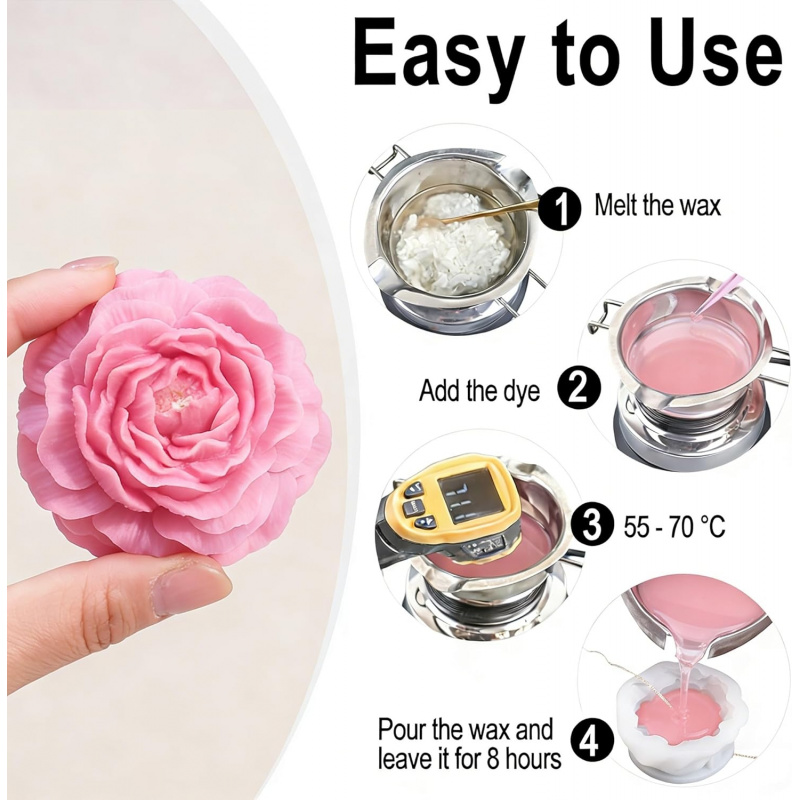 5Flower Candle Mold Set，3D Flo - Candle Making Kit Diy recensione e prezzo