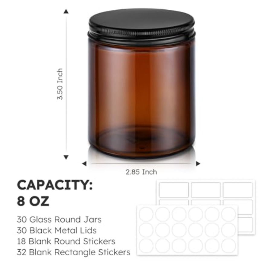 8oz Glass Jars with Lids, 30 P - Candle Making Glass Jars recensione e prezzo