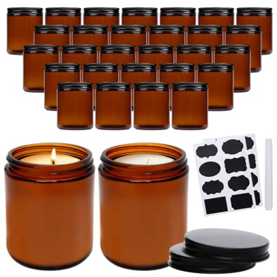 8oz Amber Candle Jars Set of 3 - Candle Making Glass Jars recensione e prezzo